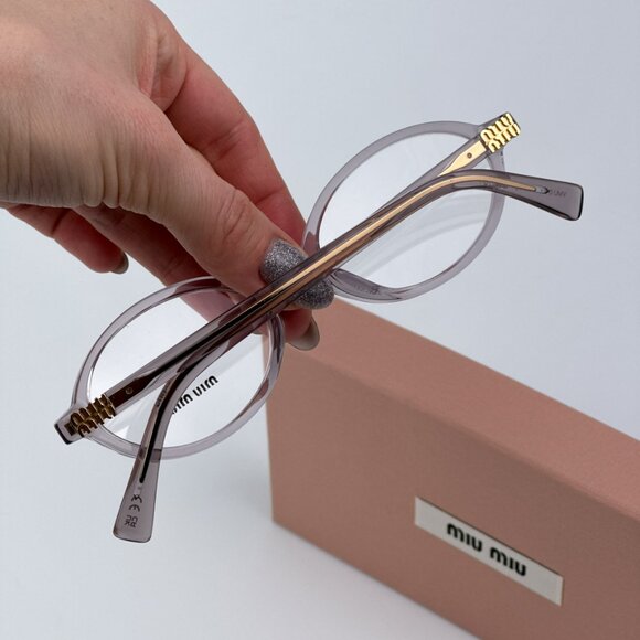 Miu Miu MU01XV 12W1O1 BRAND NEW Eyeglasses Mauve Transparent Oval Unisex - Picture 3 of 11